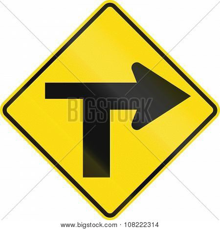 New Zealand Road Sign - T Junction Controlled (priority Turns Right)