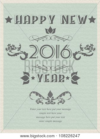 2016 Happy New Years Retro Poster Flayer Vintage