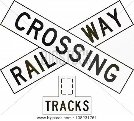 New Zealand Road Sign Pw-14 - Railway Crossbuck (multiple Tracks)