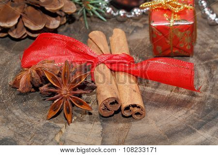Cinnamon Sticks, Star Anise, Nuts, Christmas Decoration