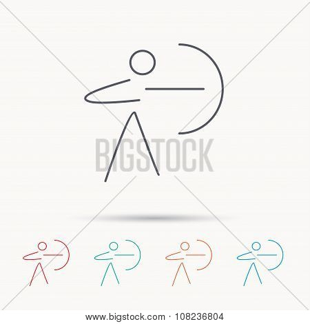 Archery sport icon. Archer with longbow sign.