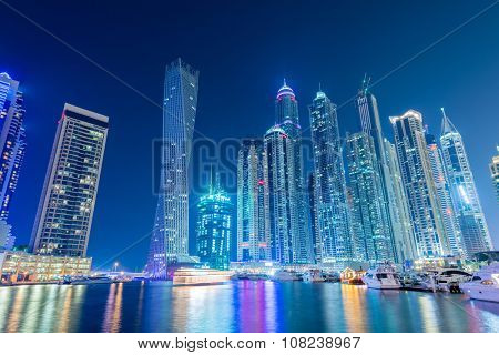 Dubai - JANUARY 10, 2015: Marina district on January 10 in UAE, Dubai. Marina district is popular residential area in Dubai
