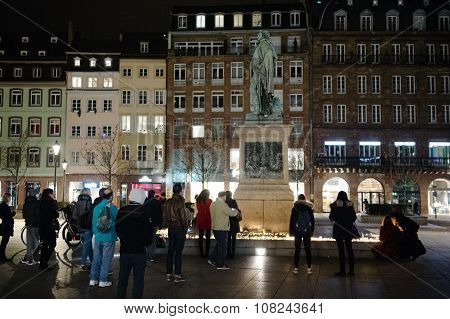 Tributes Being Laid Out After The Paris Attacks Paris Attacks Aftermath On November 15, 2015 In Pari