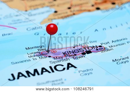 Montego Bay pinned on a map of America