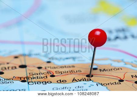 Ciego de Avila pinned on a map of America