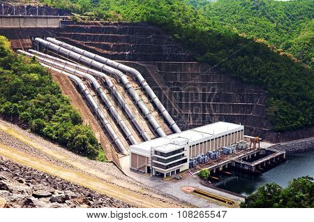 Clean Energy By Hydropower Plant From Downstream Water.