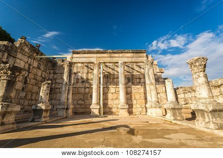 Synagogue In Jesus Town Of Capernaum