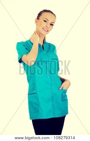 Beautiful smiling caucasian woman doctor.