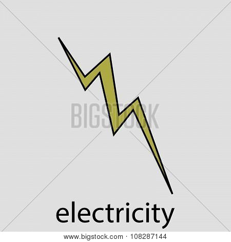 Icon electricity flat design lightning