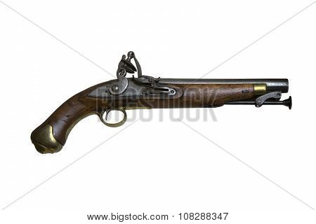 The Old Gun On The White Background