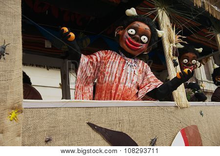 People take part in Basel Carnival in Basel, Switzerland.