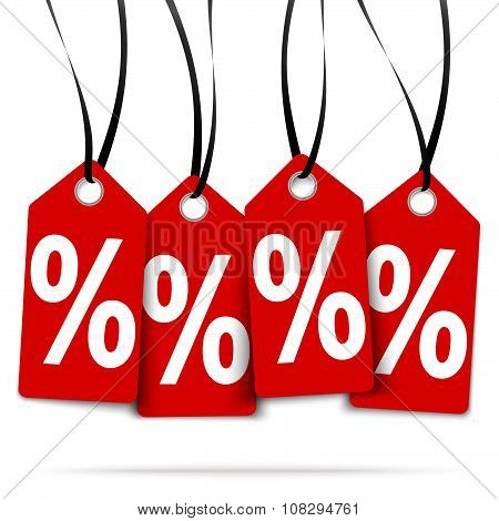 Four Hangtags With % Signs