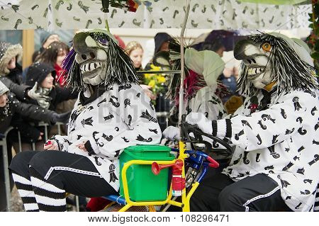 People take part in Basel Carnival in Basel, Switzerland.
