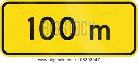New Zealand Road Sign - 100 Metres Ahead