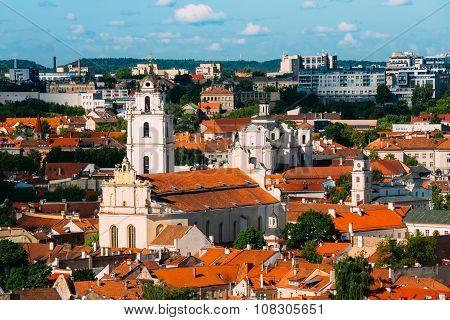 Sunset Sunrise Cityscape Of Vilnius, Lithuania In Summer