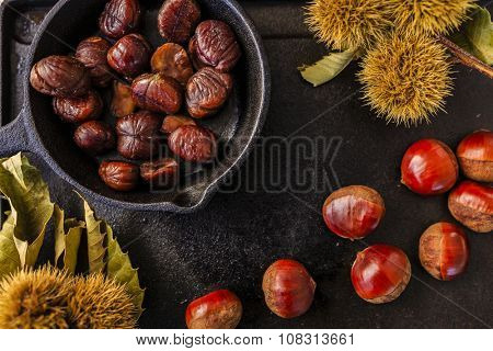 Chestnuts, maroni - roasted chestnuts 