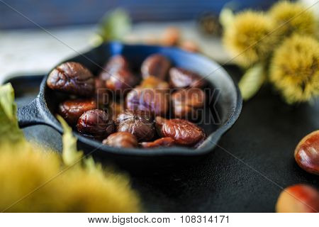 Chestnuts, maroni - roasted chestnuts 