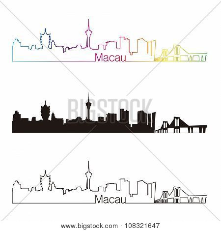 Macau Skyline Linear Style With Rainbow