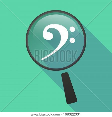 Long Shadow Magnifier Vector Icon With An F Clef