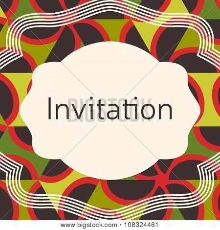 Invitation, Wedding Or Greeting Card Template. Elegant Frame Over Pattern Background Design