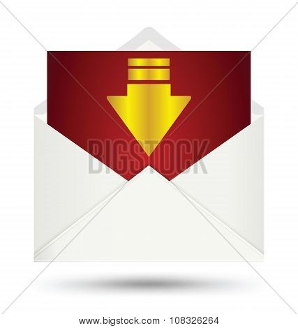 White Envelope Gold Arrow Symbol