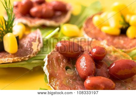 Tapas, Pintxos With Grilled Sausages