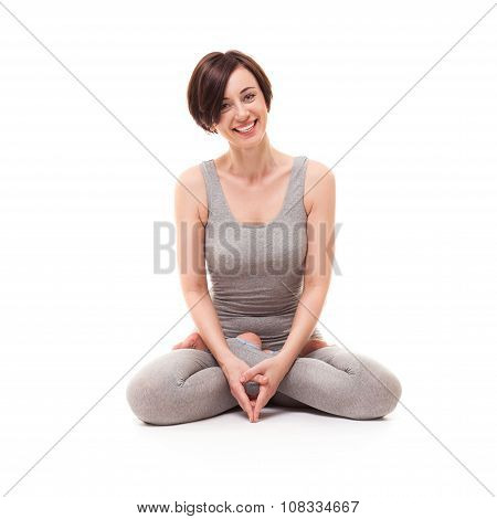 young beautiful woman yoga posing. isolated