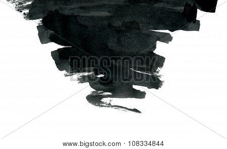 Black ink abstract shape isolated on white background