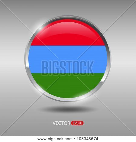 Shiny, glossy vector badge with Karelia flag