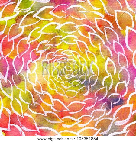Watercolor Leaves Swirl Colorful Circles
