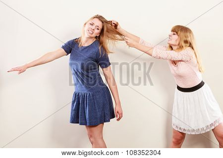 Aggressive Mad Women Fighting Each Other.