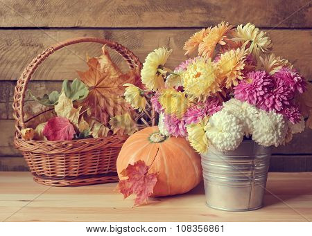 Still Life With A Bouquet Of Chrysanthemums.