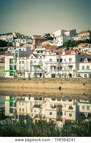 View Of City Alcacer Do Sal Near The River Sado In Portugal