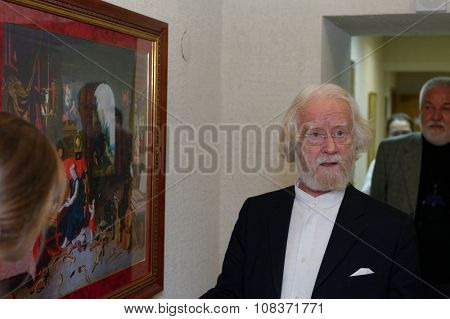 ST. PETERSBURG, RUSSIA - NOVEMBER 14, 2015: Famous carillonneur, professor Jo Haazen during the meeting Bell and Carillon Art in Russia at the department of organ, harpsichord, and carillon of SPbSU