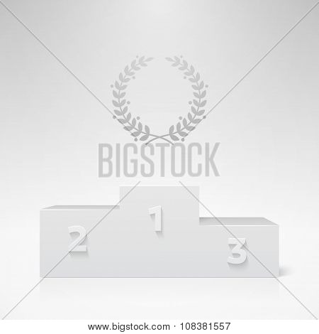 White vector champion pedestal. Realistic template for your design.