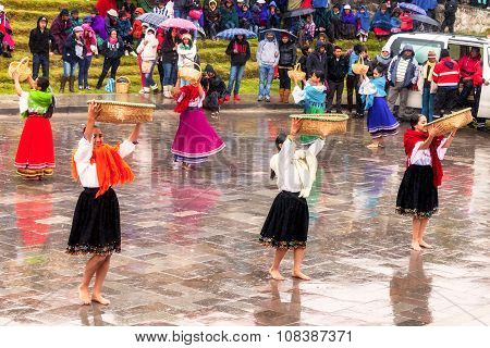 Indigenous Women Celebrating The Inti Raymi