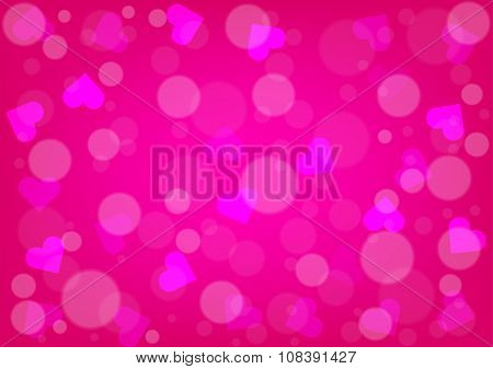 Abstract Hearts And Bokeh For Valentines Day Pink Color Background