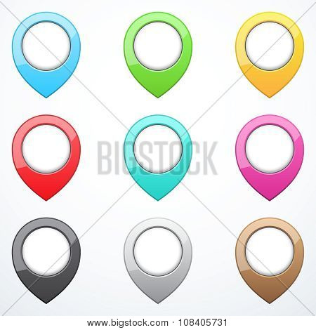 Set of colored map pins