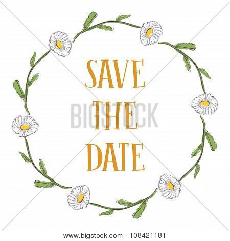 Flowers brunch round frame chamomile