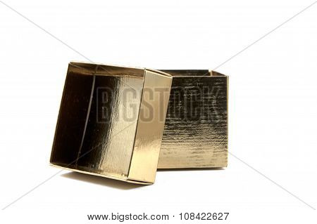 Gold box isolated on white background