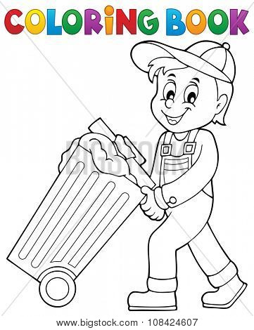 Coloring book garbage collector theme 1 - eps10 vector illustration.