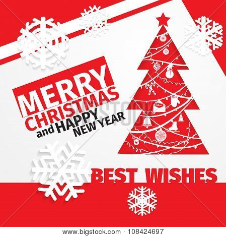 Modern style red black white color scheme christmas card
