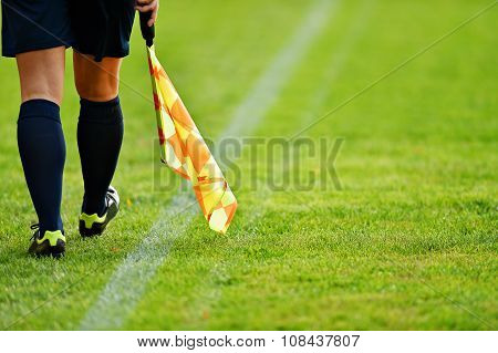 Assistant Referee On Soccer Field