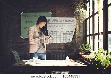 Businesswoman Planning Thinking Strategy Success Concept