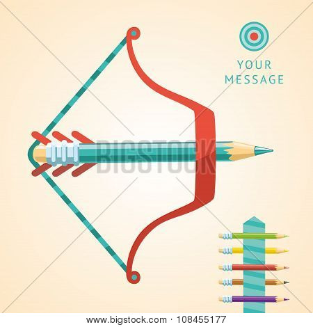 Bow with pencils without arrow