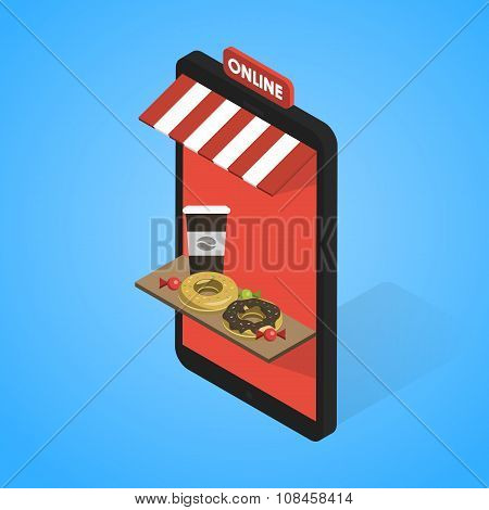 Vector illustration small coffee shop concept.