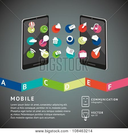 Mobile phones with share icons.
