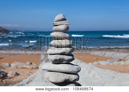 stone balance on the beach