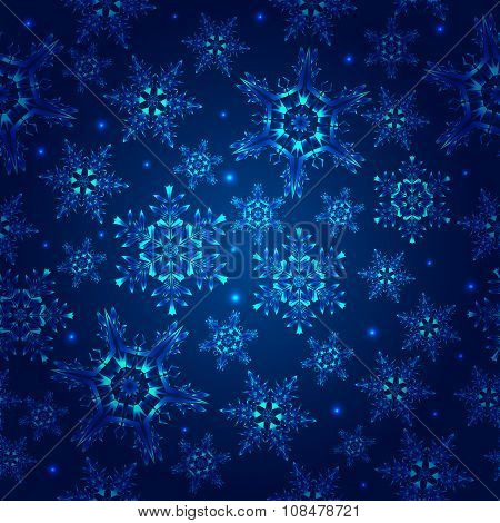 Blue Pattern With Snowflakes, Vector