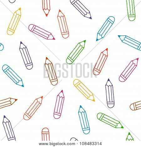 Background With Pencils. Vector Seamless Pattern.